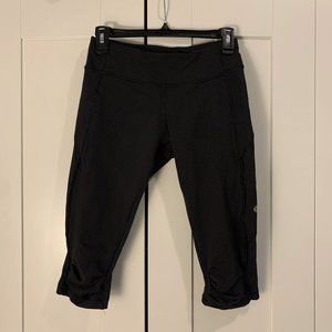 Lululemon Capri Leggings with Zipper Pocket and Ruffle Detail